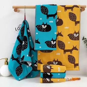 Детское полотенце из хлопка, банное полотенце с рисунком из мультфильма, 3 слоя, марлевая мочалка для лица, квадратные салфетки для рук, для купания новорожденных, кормления детей, носовой платок 34x74cm&1pc жёлтый