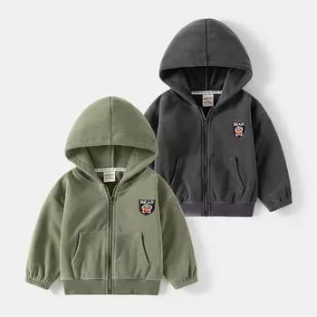 Детское повседневное пальто, осень/зима 2023, пальто на молнии для мальчиков 90cm армия зеленый