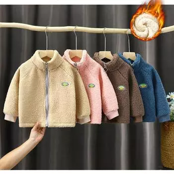 Детское повседневное пальто, зимняя флисовая лоскутная толстовка для мальчиков и девочек 90cm