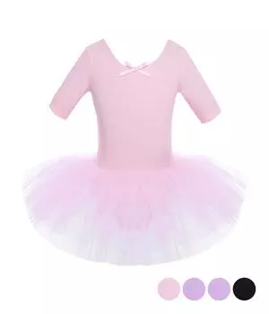 Детское праздничное фатиновое балетное танцевальное платье для девочек, гимнастическое трико, танцевальное платье-пачка, костюм балерины 2-3 Years розовый