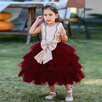 Детское праздничное платье для девочек, летние свадебные платья подружки невесты, детские вечерние платья на день рождения, элегантное платье принцессы 70 красный