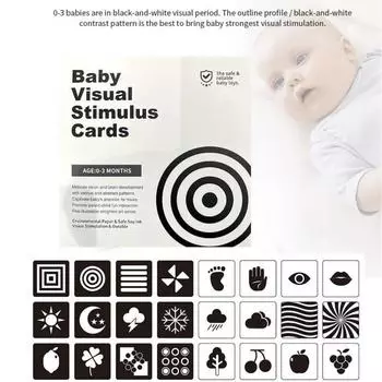 Детское раннее образование, карта визуального развития ребенка, черно-белые флэш-карты, игрушки Монтессори, высококонтрастные аксессуары 0-3Early education