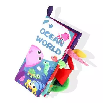 Детское раннее развитие Детская тканевая книга Пальчиковая книга, Не рвется, со шуршащей бумагой, пищалкой, английская тканевая книга с хвостами животных, игрушка