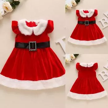 Детское рождественское нарядное платье Санты для маленьких девочек, Рождественский карнавальный костюм, праздничная одежда