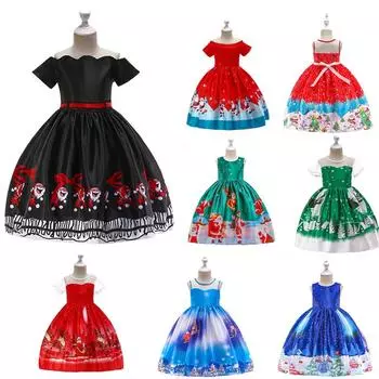 Детское рождественское платье, праздничный костюм принцессы на день рождения для девочек, одежда для танцев и выступлений с цветами 100 красный