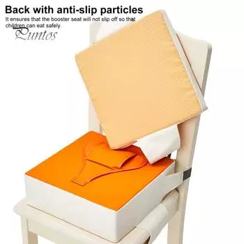 Детское сиденье-бустер для обеденного стола, кухонного стула, водонепроницаемое, устойчивое к пятнам, со спинкой и регулируемыми ремнями, нескользящее, портативное, для путешествий серый