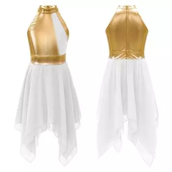 Детское стильное танцевальное платье с круглым воротником и лоскутным дизайном, повседневная одежда для выступлений 5-6 Years красный