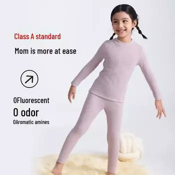 Детское термобелье из кашемира: Теплые костюмы на бархатной подкладке для мальчиков и девочек 150, Children s Small Stand Collar хаки