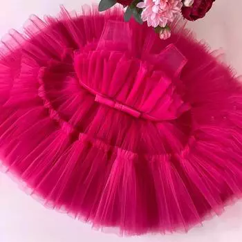 Детское тюлевое платье с бантом для девочек, элегантное платье принцессы на свадьбу для малышей, вечерние платья принцессы на первый день рождения, вечерние платья на крестины 80CM белый