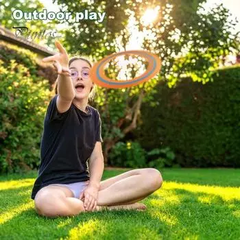 Детское уличное летающее кольцо, пляжный сад, лужайка, двор, метательное кольцо, красочная игрушка-летающий диск, семейная игра для родителей и детей, подарок для мальчиков и девочек оранжевый