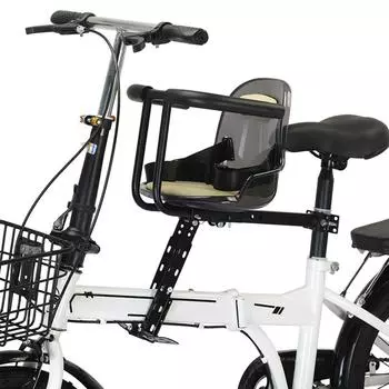 Детское велосипедное сиденье с передним креплением Детское велосипедное сиденье с защитным ограждением и ремнем безопасности Аксессуары для велосипеда чёрный