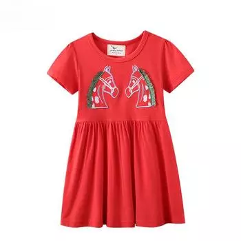 Детское весенне-летнее новое платье для девочек с коротким рукавом трикотажное детское платье летнее платье 110-120cm