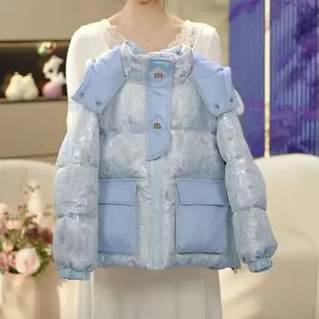 Детское зимнее плюшевое хлопковое пальто для девочек, толстое теплое пальто в корейском стиле 170 синий