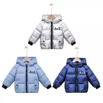 Детское зимнее теплое пальто для детей 2-8 лет, детская куртка на молнии с капюшоном 140