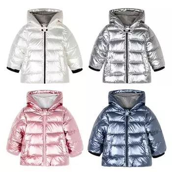 Детское зимнее теплое пальто от 1 до 8 лет, детская куртка на молнии с капюшоном 80