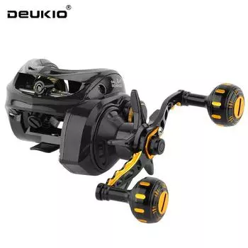 DEUKIO Double Rocker Carbon Bait Fishing Line Chakra Double Handle 16 Kilograms Maximum Resistance 6+1 BB 6.3: 1 High -speed Fishing Line Wheel Left Hand
