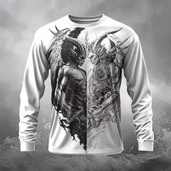 Devil Fashion Daily Designer Мужская футболка с 3D-принтом, уличная повседневная футболка, белая 1 Белая рубашка с длинным рукавом и круглым вырезом, летняя одежда на весну и осень S