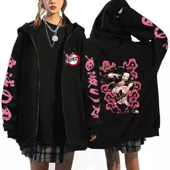 Devil Killer - Аниме Girl Hooded Sweatshirt, Kamado Nezuko Zipper Jacket, Large, Autumn S