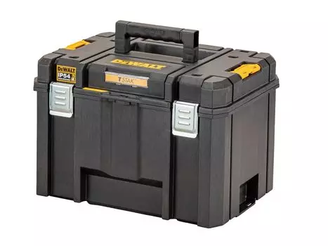 DEWALT TSTAK Большой ящик для инструментов размера L, кейс для хранения инструментов, ящик для инструментов, большая вместимость, складное хранение, съемный лоток, защита от пыли и влаги IP54, DWST83346-1 чёрный