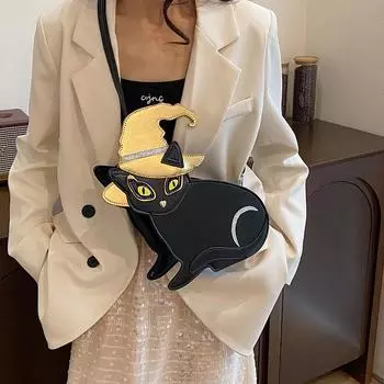 Девчачья личность стиль кошка милая дамская нагрудная сумка 2024 лето новая корейская версия уличная сумка-мессенджер женская сумка прилив серебряный