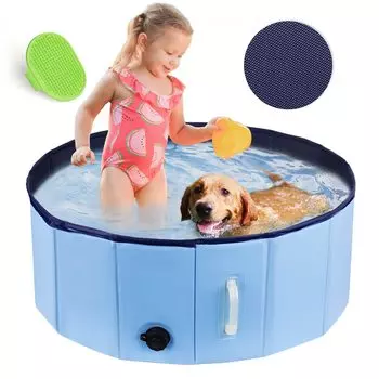 DEWEL Бассейн для ширины Без сборки Для Для слива воды Крышка Без воздушного насоса ПВХ материал Разрыв Истирание Ручка Исключает недостаток Предотвращает Для купания Кошек синий
