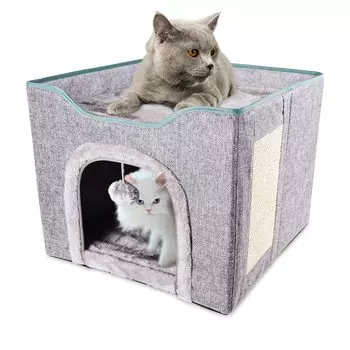 DEWEL складная когтеточка для кошек, собак, домашних животных, двойная, для небольших нескольких круглый год, легко, легко, ширина, глубина, высота, кровать, дом, подушка, диван, царапина, слой, серый