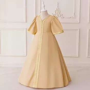 Девичье атласное вечернее платье - для дня рождения и банкета 110cm