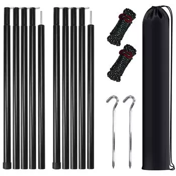 DewKiss брезентовый комплект для палатки тент высота разделенная палатка телескопический колышек веревка сумка для хранения походное снаряжение компактный шест шест, легкий, 2, установка, 78-195 см,