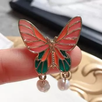 Девочка Бабочка Пресноводный жемчуг Брошь Полый Маленький Милый Студент Милое Животное Милый Розовый Шарф Булавка Броши Аксессуары