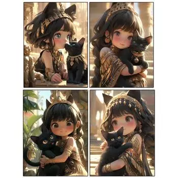 Девочка и кошка 5D DIY Алмазная картина Распродажа Полная квадратная круглая алмазная мозаика Вышивка Картина Водная алмазная вышивка крестом Full Round 20x30CM