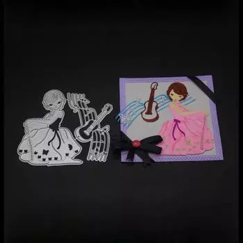 Девочка играет на пианино рамка металлический серебристый трафарет тиснение вырубные штампы для скрапбукинга бумага альбом карты изготовление серебряный