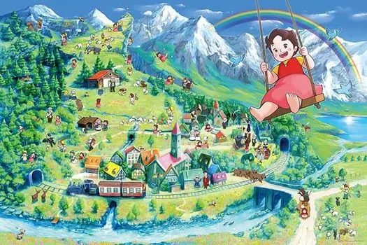 Девочка из Альп x 50 Пазл Сделано в APPLEONE 1000-921 Хайди, Альпы, Карта Хайди, 1000 деталей (75 см) Пазл, Япония,