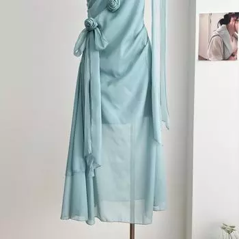 Девочка красивая уникальная чистая талия юбка темперамент элегантное платье дети лето S- (can be worn within 45kg)