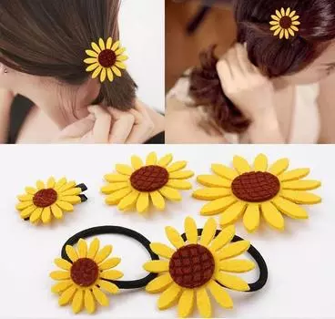 Девочка Ребенок Милая Подсолнух Заколка Искусственные Цветы Дети Бесшовные Волосы Веревка M