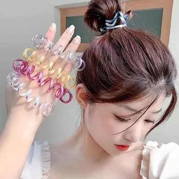 Девочки эластичные женские простые держатели для хвостиков головной убор веревка телефонная проволока веревка для волос аксессуары для волос серый