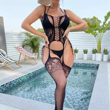 Девочки Бретельки Костюм Выдолбленный Боди Нижнее Белье One Size