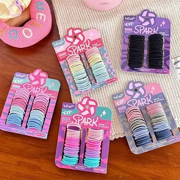 Девочки цветные нейлоновые маленькие резинки детские эластичные резинки для волос держатели для хвостиков резинки для волос детские инструменты для укладки волос 55 шт./пакет розы красного