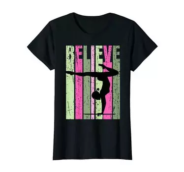 Девочки Гимнастика Бревно Гимнастика Стойка на руках для девочек Цветная Милая Футболка чёрный