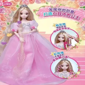Девочки Играют Дома Детские Развивающие Игрушки Кукла Принцесса Парикмахерское Моделирование Платье Гардероб амарант розовый
