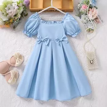 Девочки Модное Элегантное Платье Летнее Детское Милое Цветочное Платье Платье Принцессы 130cm павлин голубой