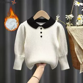 Девочки однотонный свитер с высоким воротом детский вязаный свитер одежда для малышей одежда для холодной погоды 90