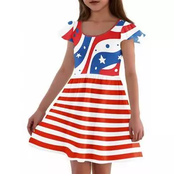 Девочки Платье с рукавами для малышей Платья Повседневные платья для вечеринок и школ Одежда для девочек 120 красный