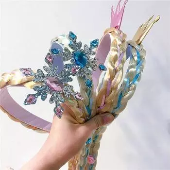 Девочки принцесса корона снежинка парик ободок для волос повязка на голову