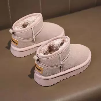 Девочки розовые зимние сапоги для малышей кроватка дети мальчик зимняя обувь ботильоны теплые меховые сапоги большой размер EU:33 коричневый