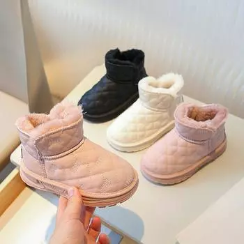 Девочки розовые зимние сапоги для малышей кроватка дети мальчик зимняя обувь черные ботильоны теплые меховые сапоги маленький размер EU:33 чёрный