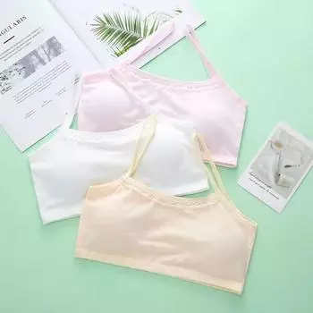 Девочки Твердый тренировочный бюстгальтер Детское нижнее белье Бюстгальтер-майка Детское нижнее белье Спортивный бюстгальтер 8-16 лет L 35-45KG бежевый