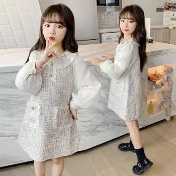 Девочки Весна и Осень Темперамент Удобные Платья Для Средних и Больших Детей Элегантные и Красивые Платья Принцесс 160 розовый