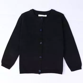 Девочки весна и осень однотонный вязаный кардиган свитер с длинными рукавами хлопковая куртка 140