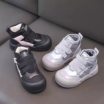 Девочки зимние ботинки для мальчиков зимняя обувь черные ботильоны теплые меховые детские детские кроватки серебристые ботинки для школьников EU:33