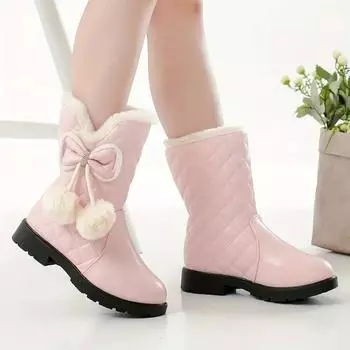 Девочки зимние ботинки из цельной шерсти теплые шерстяные удобные нескользящие ботинки плюшевые удобные походные ботинки на открытом воздухе походные ботинки с подкладкой зимние 27 чёрный